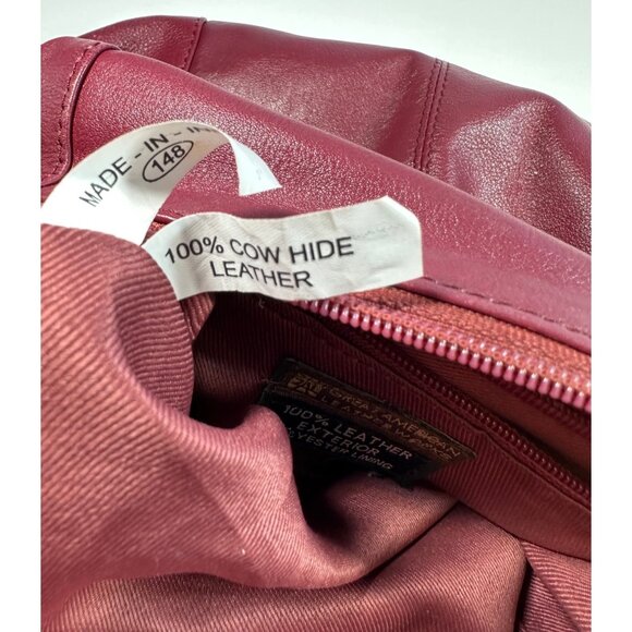 Great American Leather Works Burgundy Leather Crossbody Bag With Braided Front P - Picture 6 of 7